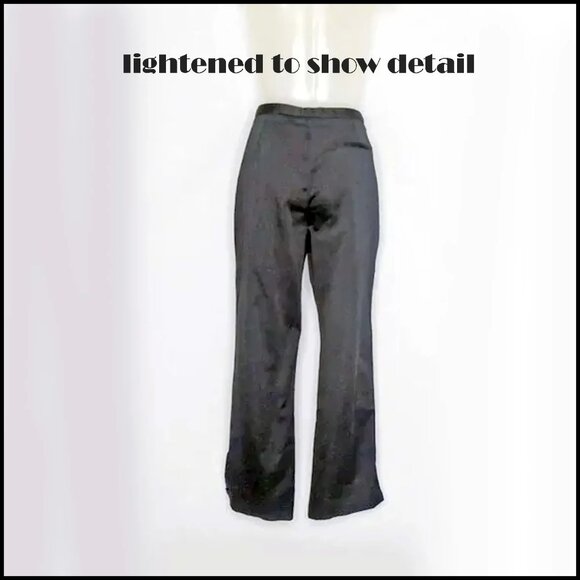 Black Satin Stretch Pants with Rhinestones, Boot Cut Bougie Evening Glam 90s - Picture 7 of 16